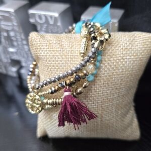 Gold and Blue Modern Bohemian Bracelets